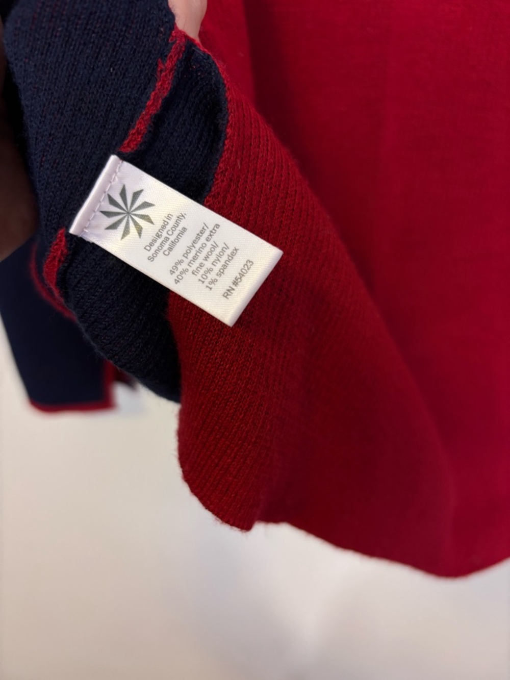 Athleta Red and Navy Colorblock Merino Wool Blend Turtleneck Sweater Small - Picture 6 of 6